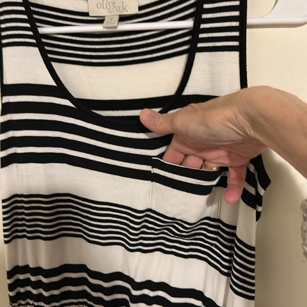 OLIVE & OAK Black and White Striped Tank Sundress Size S - Picture 5 of 7